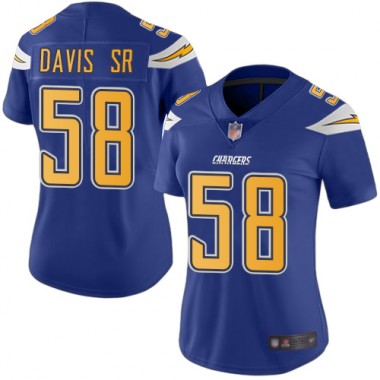 Los Angeles Chargers NFL Football Thomas Davis Sr Electric Blue Jersey Women Limited #58 Rush Vapor Untouchable->los angeles chargers->NFL Jersey